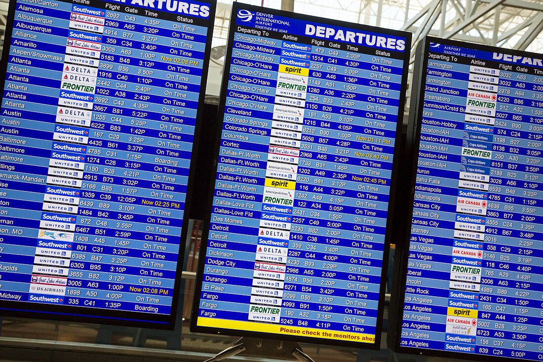 Airport departures board