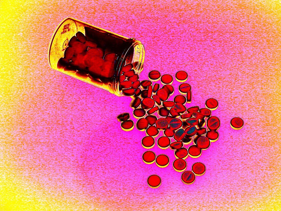 Bottle of pills,coloured image