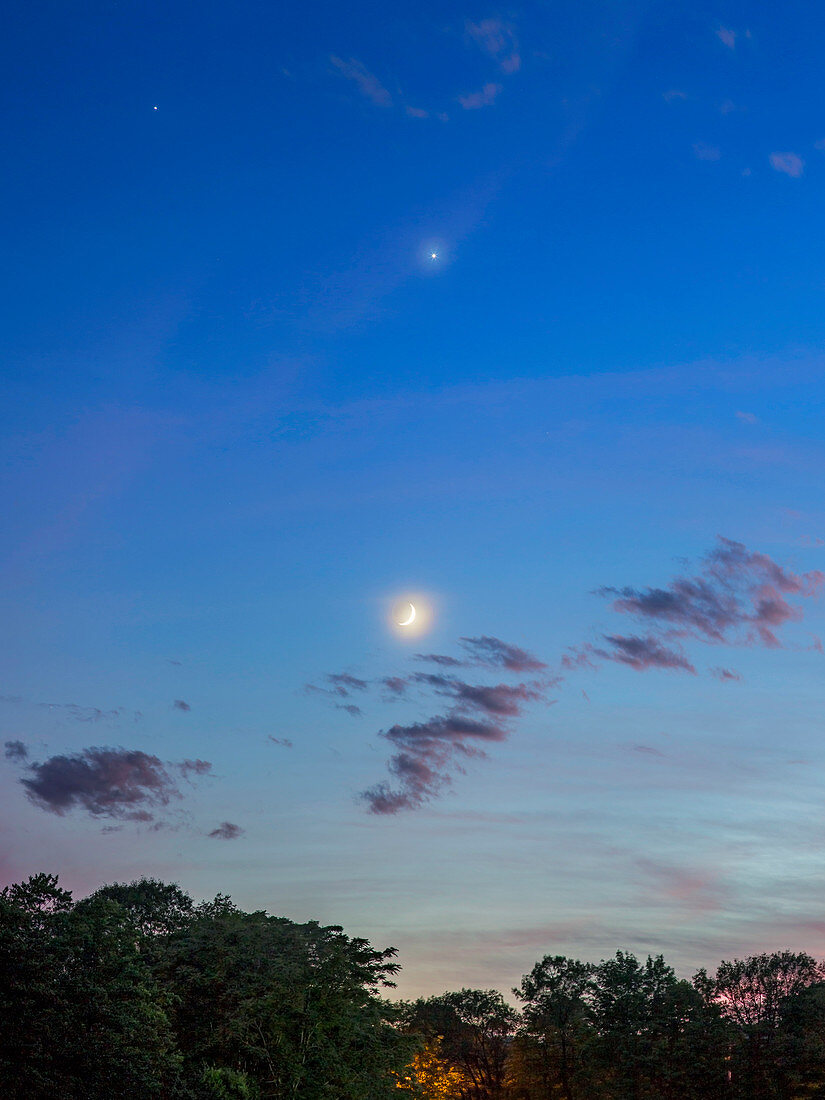 Moon,Venus and Jupiter at dusk
