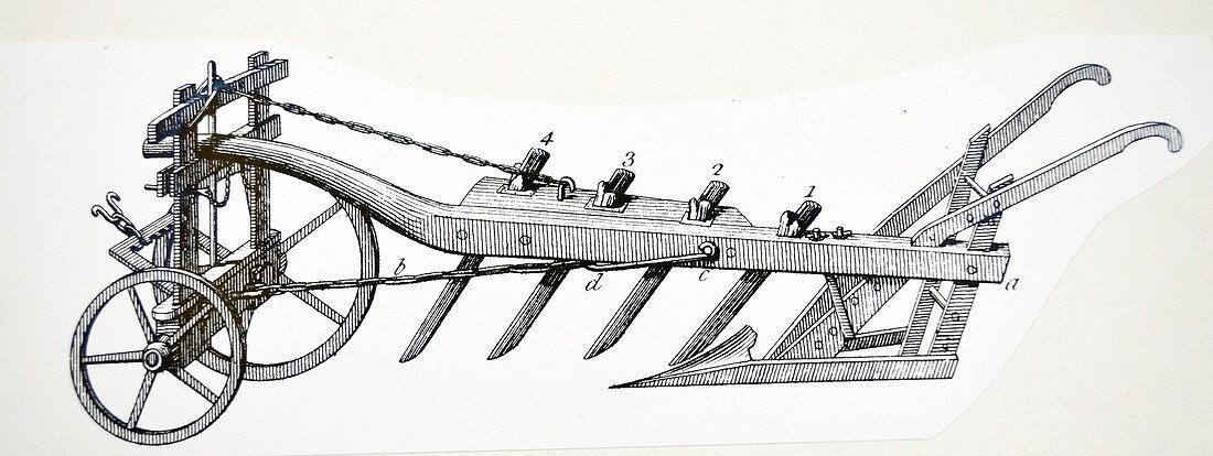 Wheeled Plough with Four Coulters