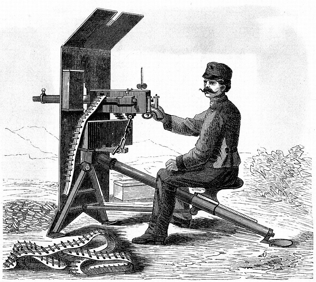 First model of Hiram Maxim's machine gun