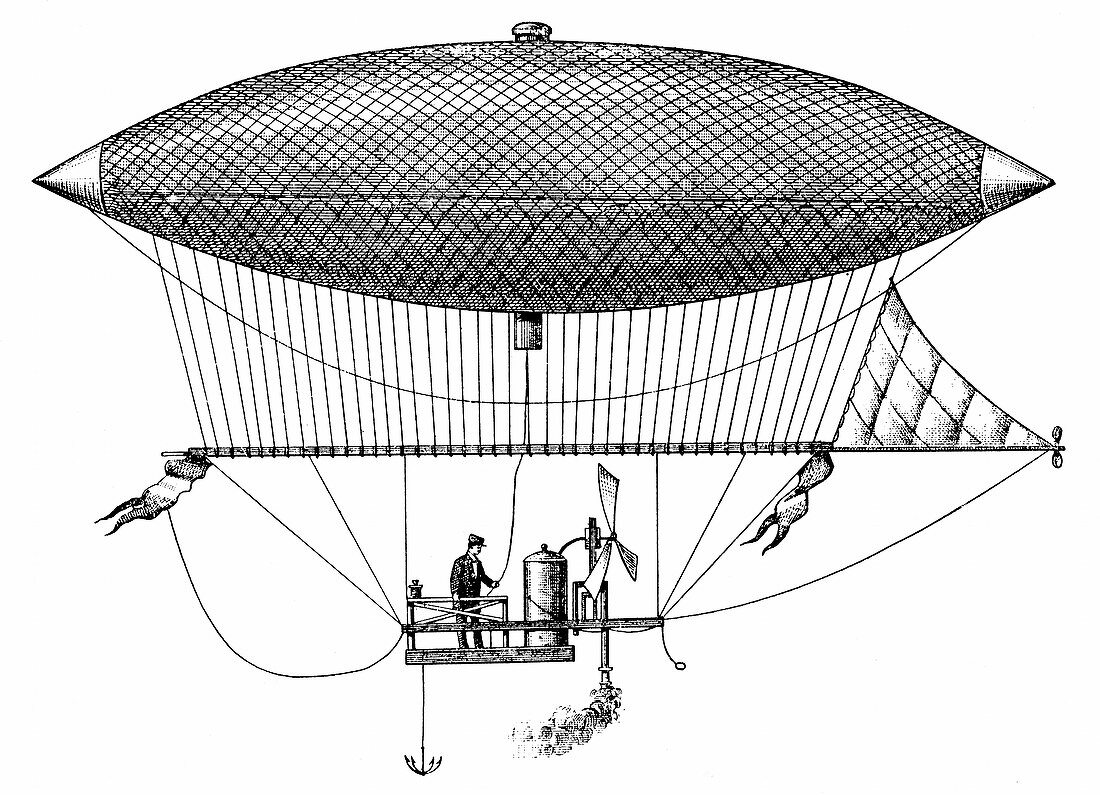 Steam-powered steerable airship