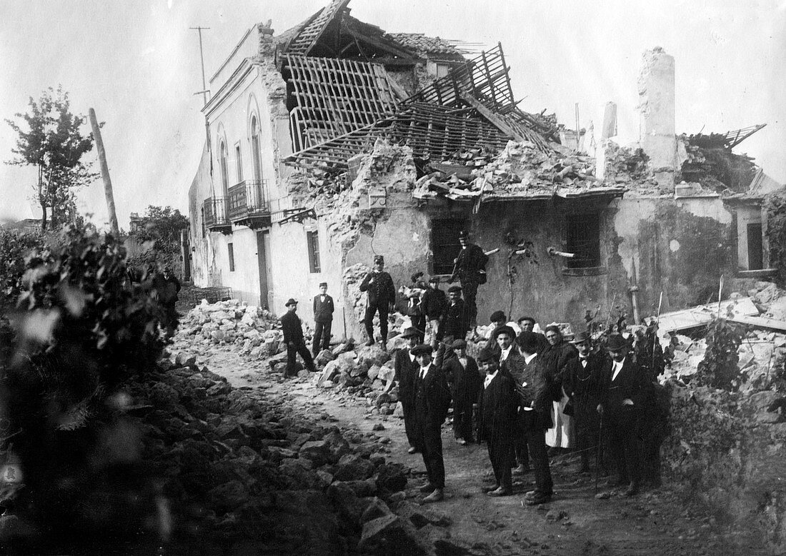 Mount Etna earthquake damage,1914