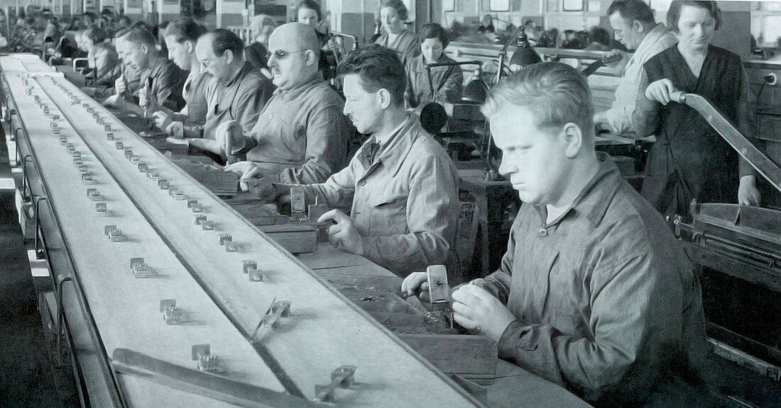 Blind workers on a production line