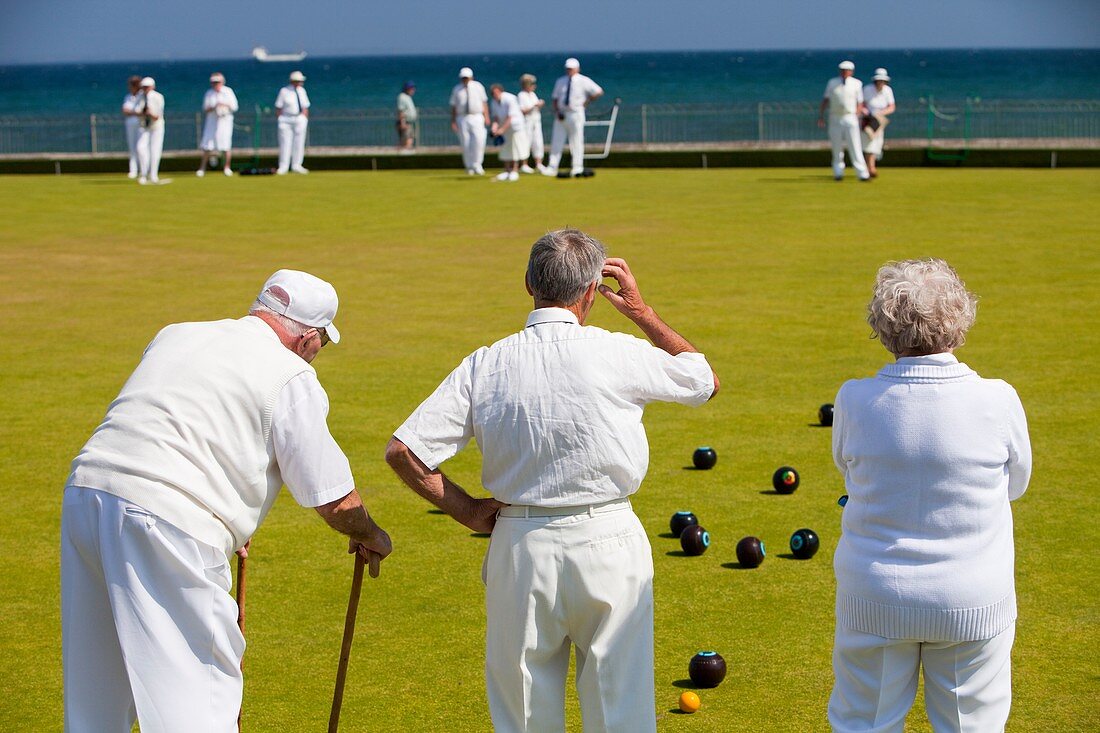Seniors playing bowls at Penzance