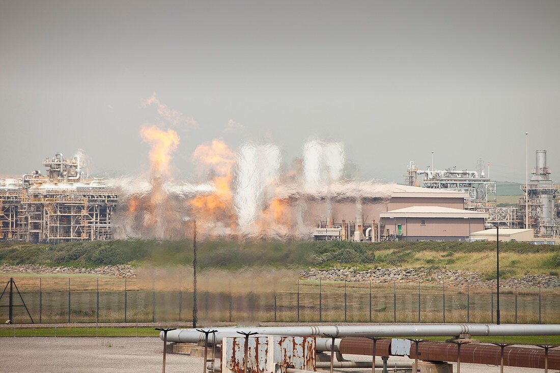 Flaring off gas at a gas processing plant