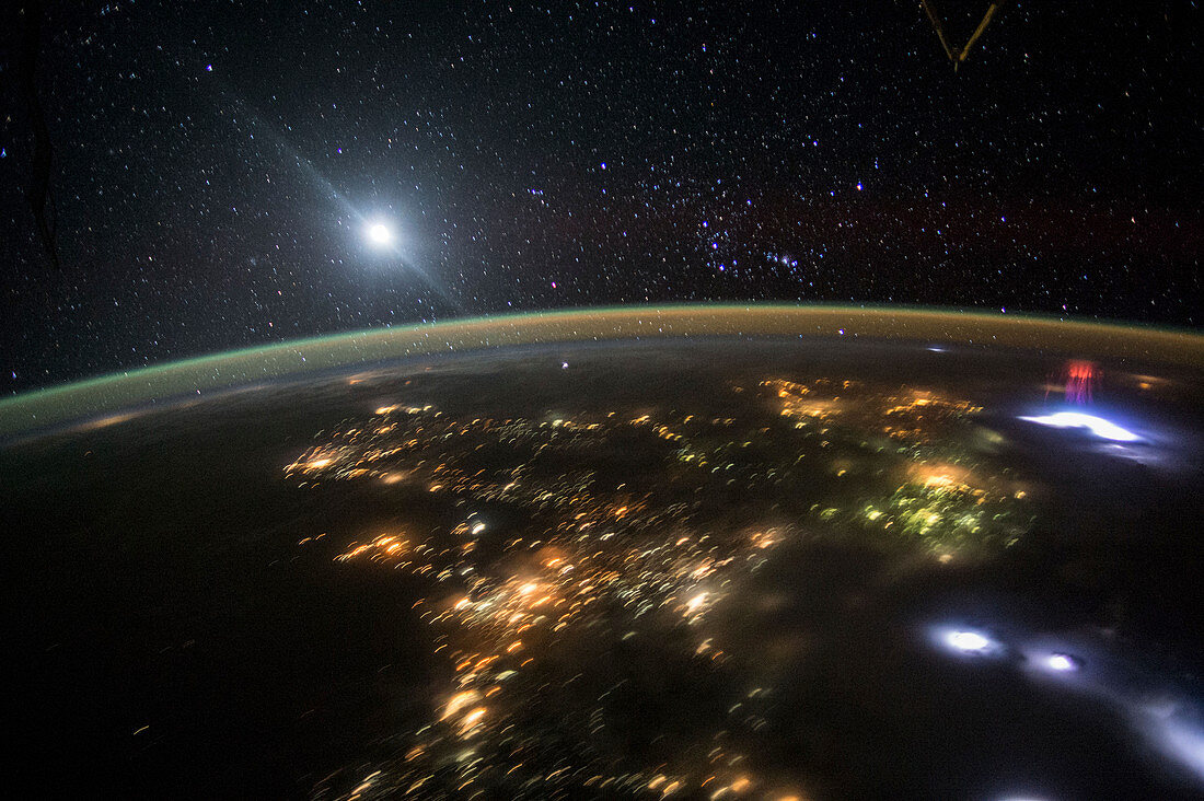 Red sprite over Mexico,ISS photograph