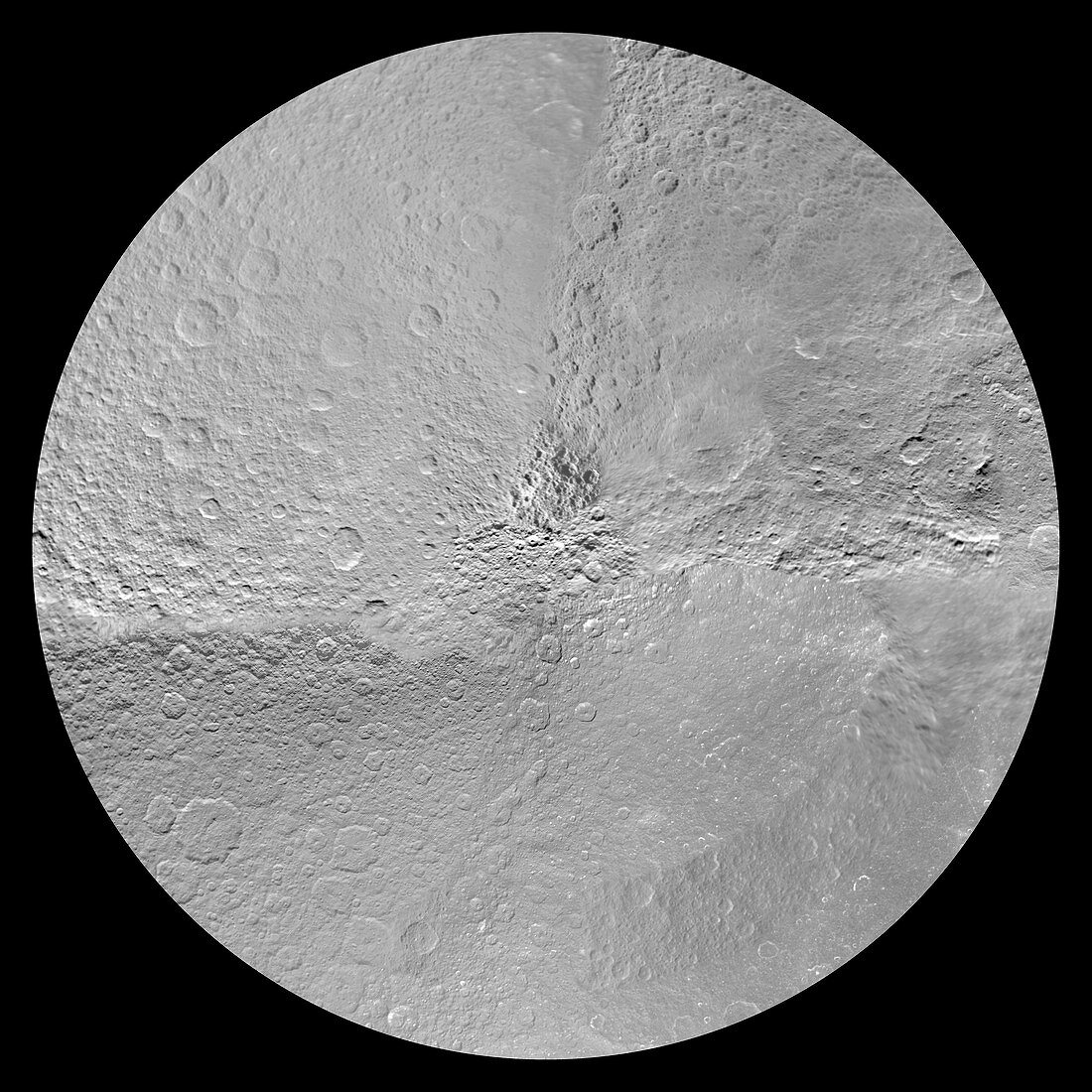 Rhea's south pole,satellite image
