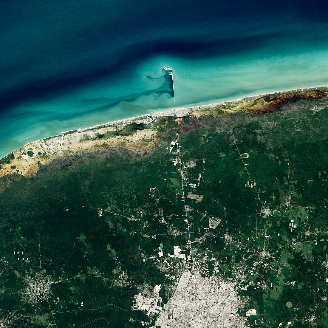 Progreso pier,Mexico,satellite image