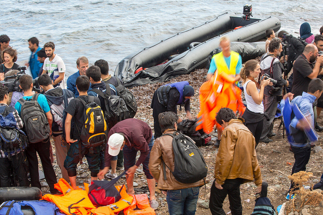 Syrian refugees arriving on Greek island