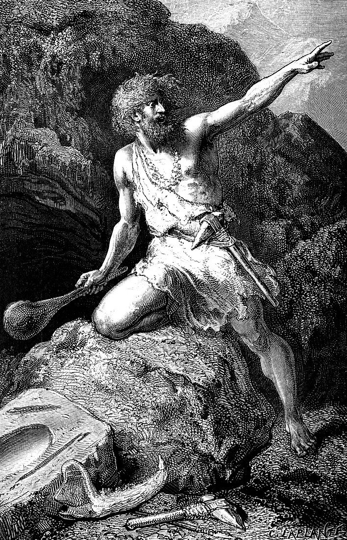 Stone age man,19th Century illustration