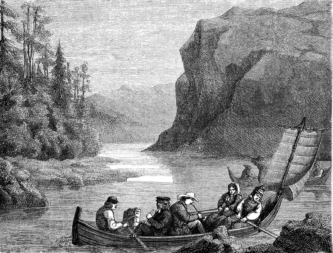 Skalka Lake,Sweden,19th C illustration
