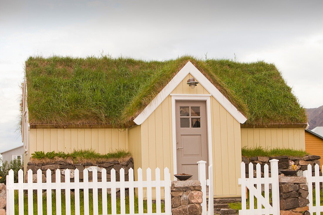 Green roofed house,Iceland