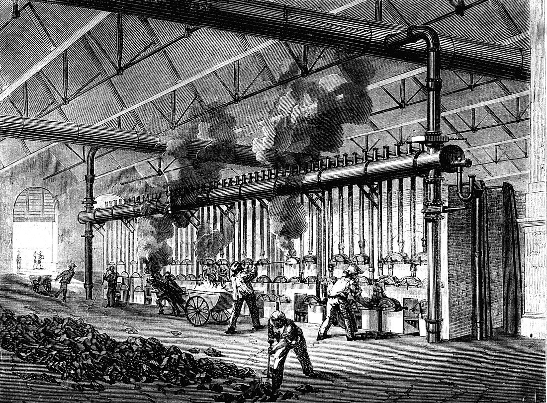 Coal mining,19th Century illustration