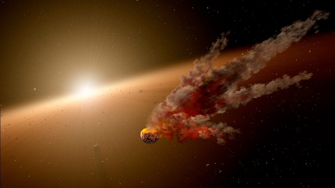 Asteroid impact in planet-forming region