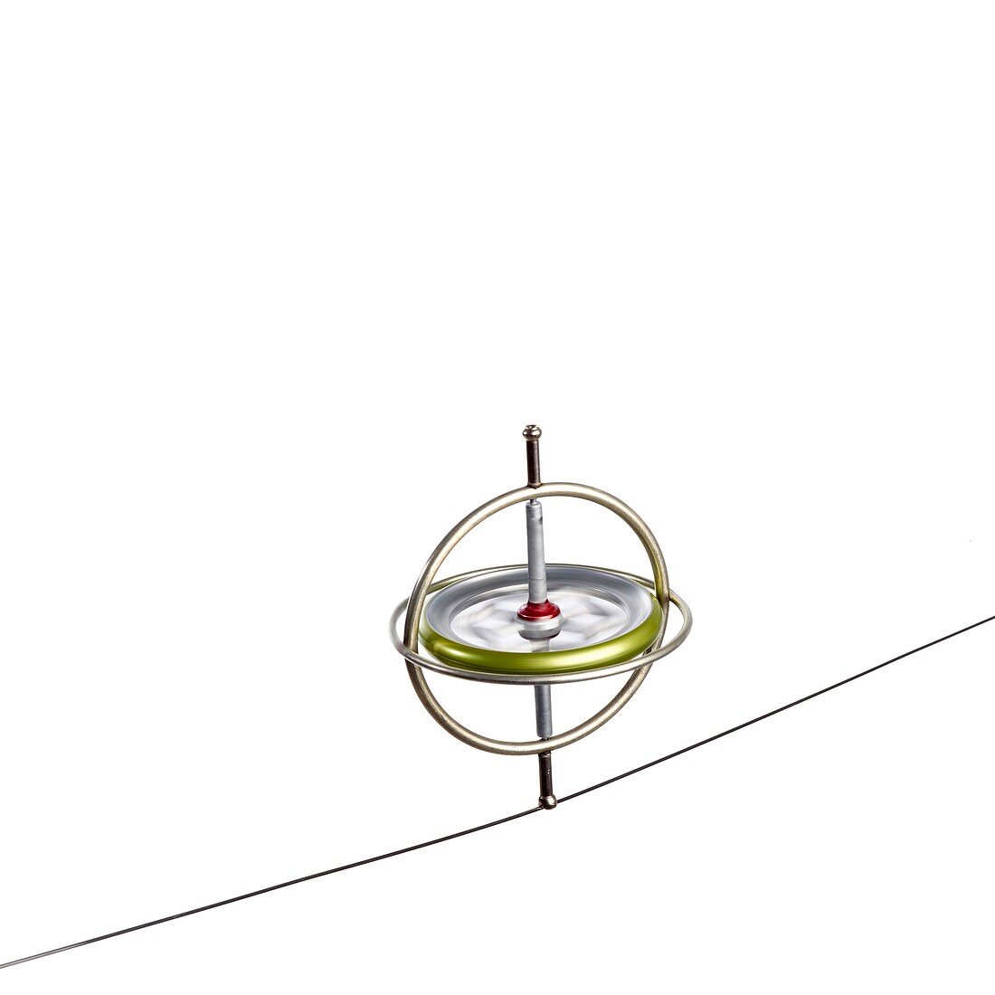 Gyroscope balancing on a wire
