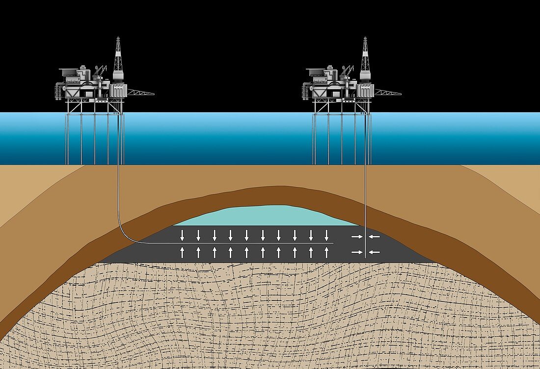 Offshore oil drilling,illustration