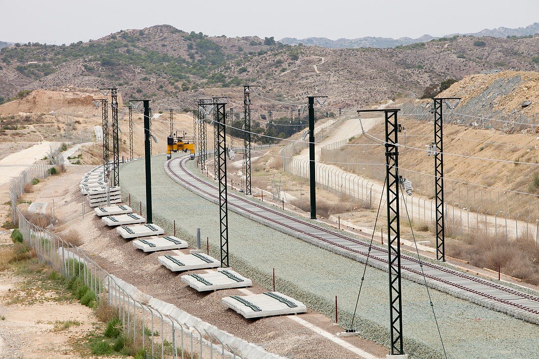 Electrified railway line being built