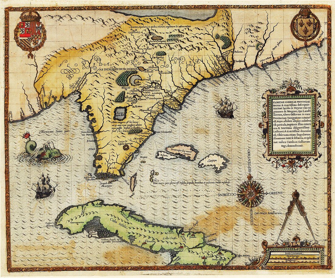 Map of Florida and Cuba,1591
