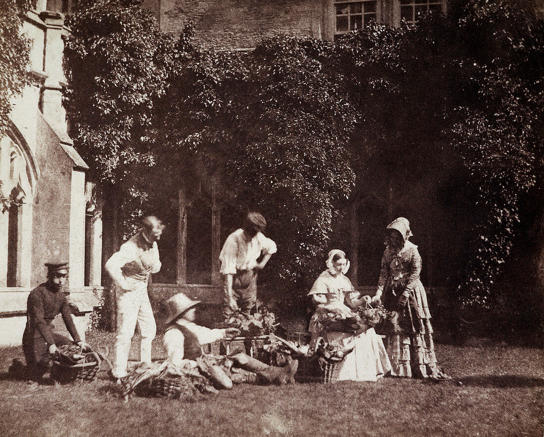 The Fruit Sellers,1840s calotype print