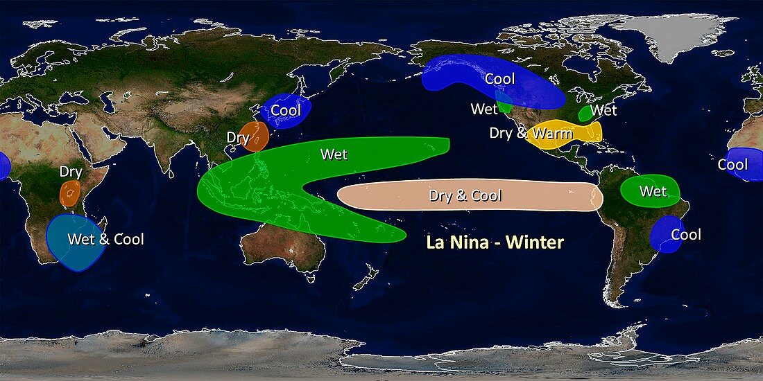 La Nina winter effects,illustration