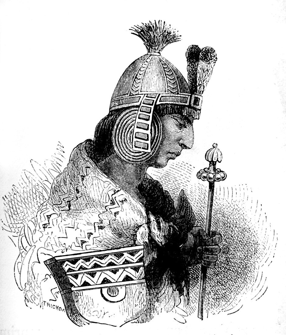 Incan emperor,19th Century illustration