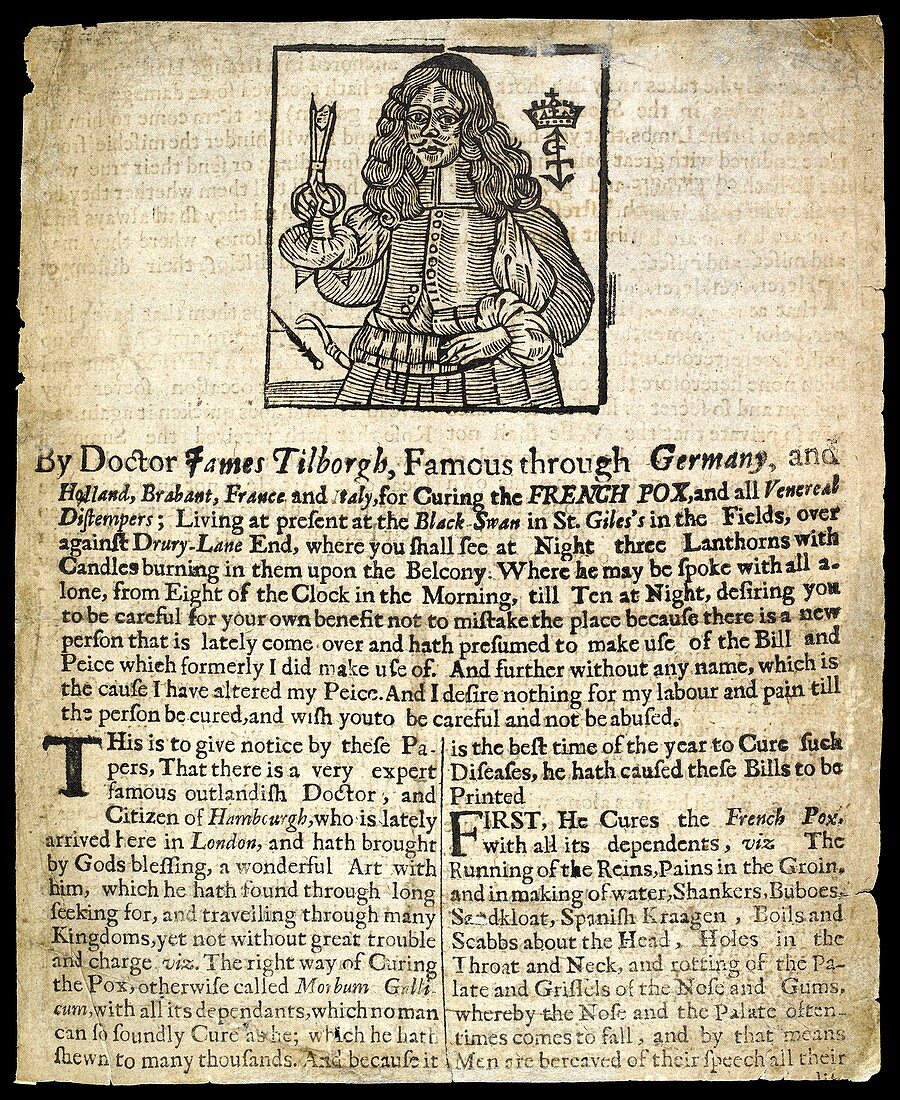 Handbill for syphilis cure,17th century