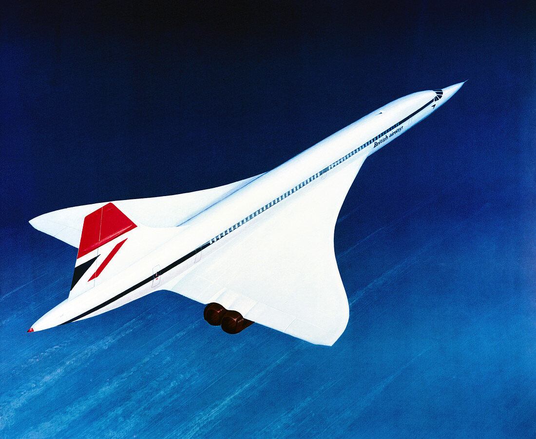 1970s Concorde in flight,illustration