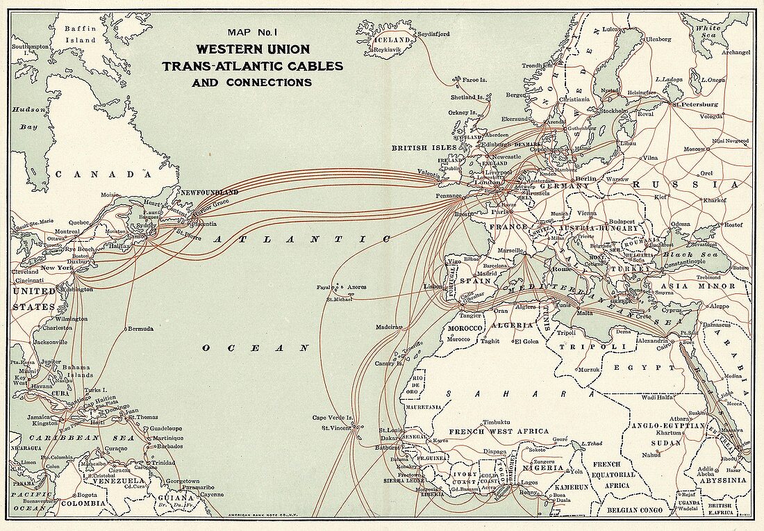 Western Union transatlantic cables,1900