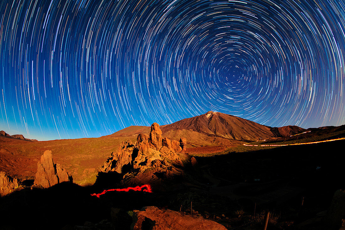 Star trails over Mount Teide,Tenerife