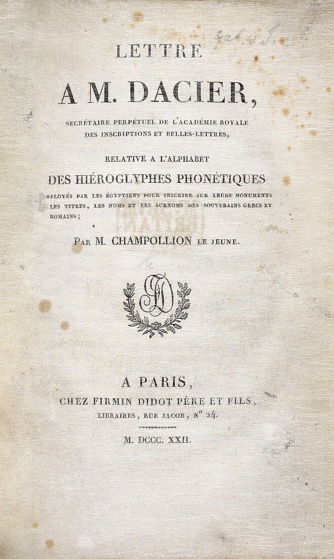 Champollion letter on hieroglyphics,1822