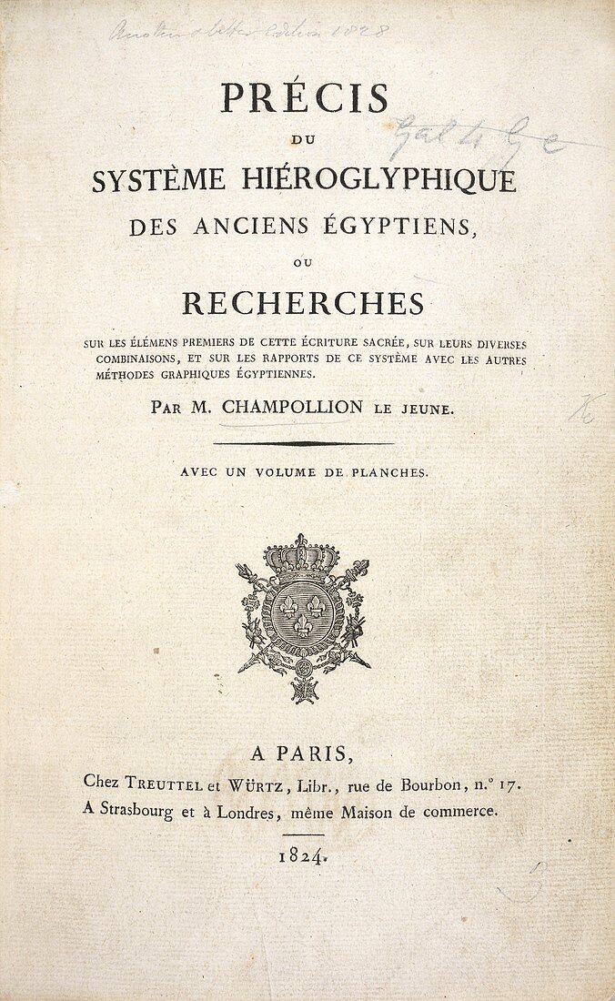 Champollion book on hieroglyphics,1824
