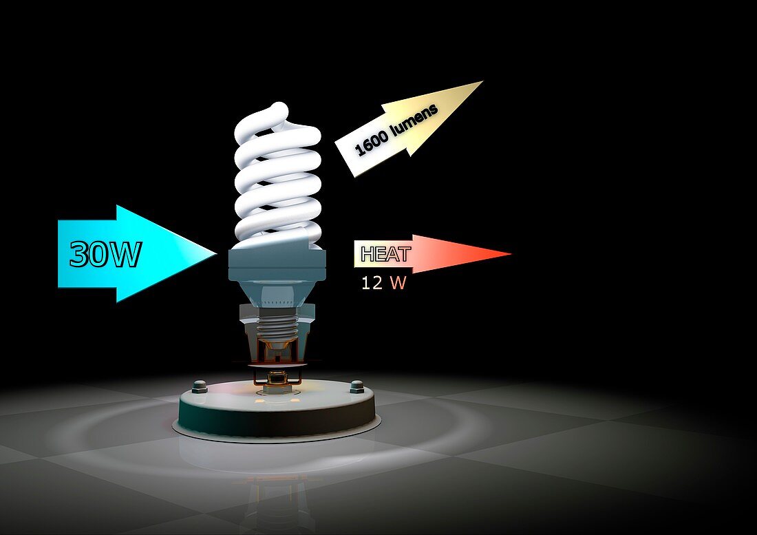 CFL light bulb efficiency,illustration