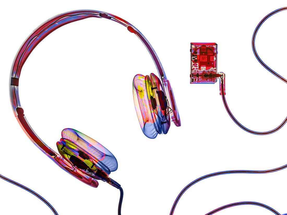 Headphones and mp3 player,X-ray