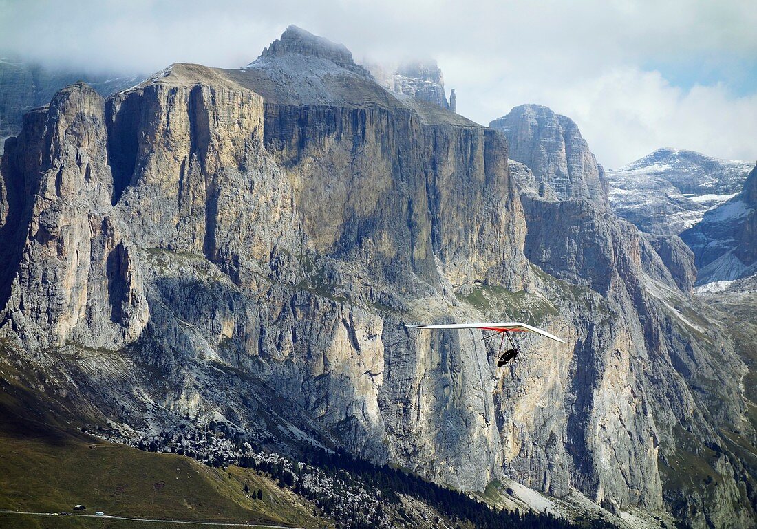 Hang glider in the Dolomites,Italy