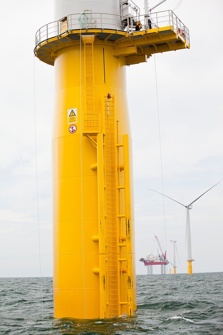 Workers working on a wind turbine