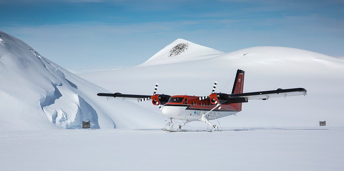 Twin Otter aircraft landing,Antarctica