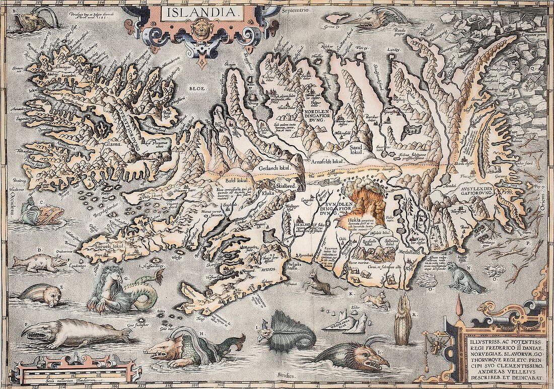 1603 Ortelius Iceland Monster Map