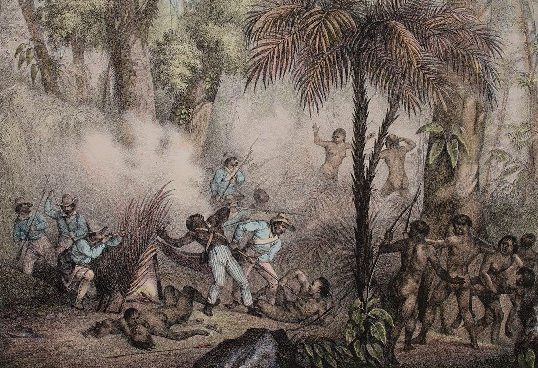 1836 Rugendas Brazil Indian Masacre