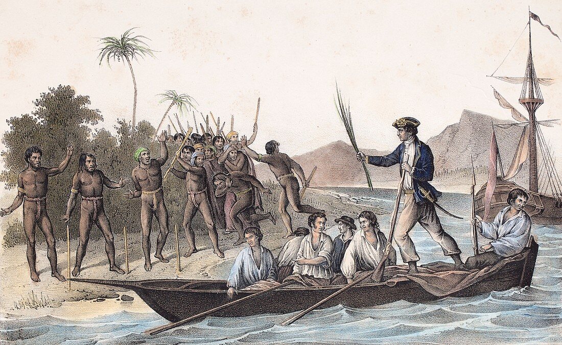 1774 Captain Cook Landing New Hebrides