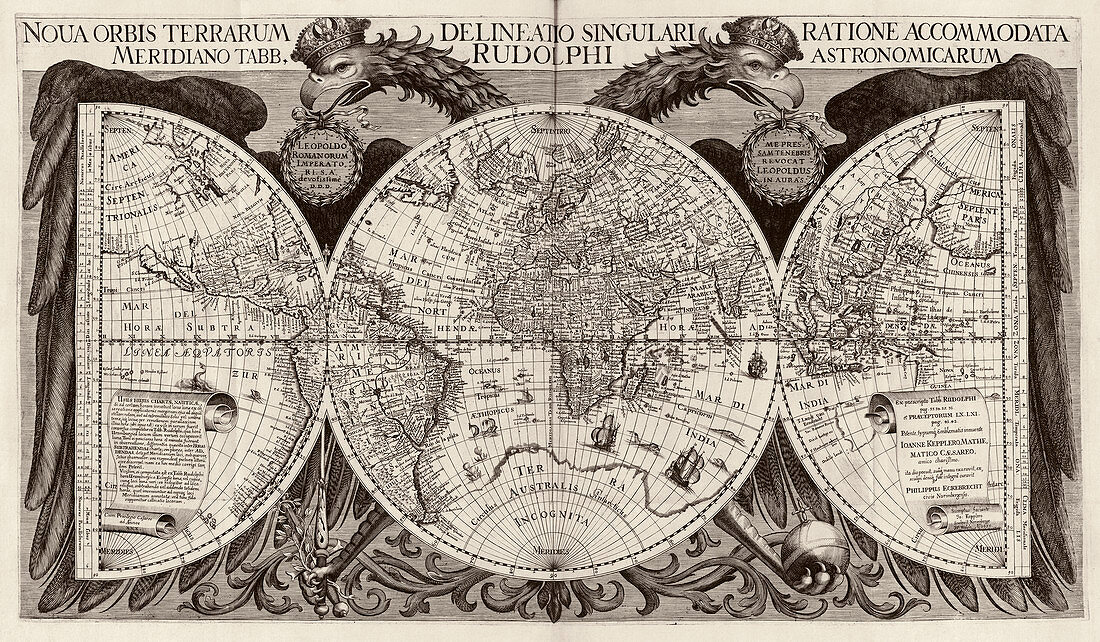 Rudolphine Tables world map,17th century