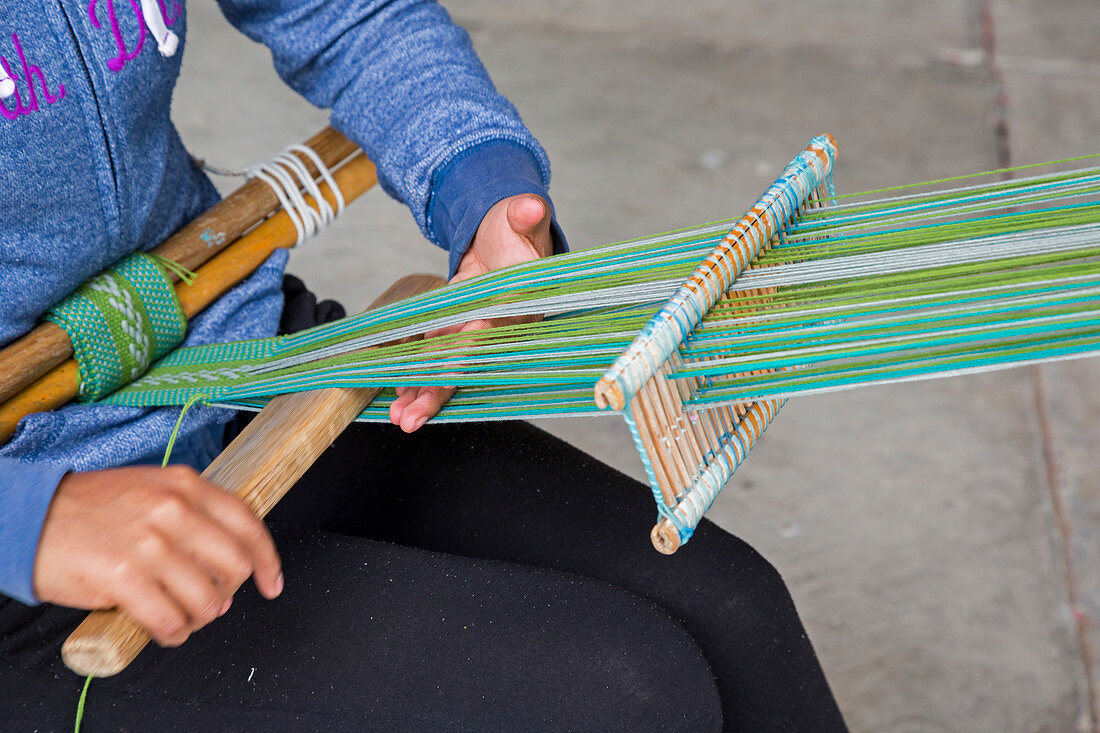 Backstrap loom weaving,Mexico