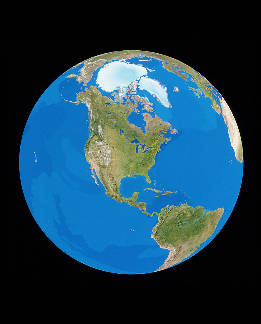 Satellite image of the Earth,centred on America