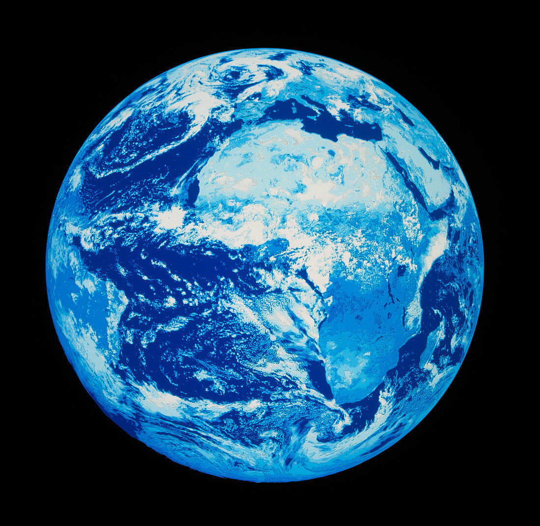 Colorised Meteosat image of whole earth