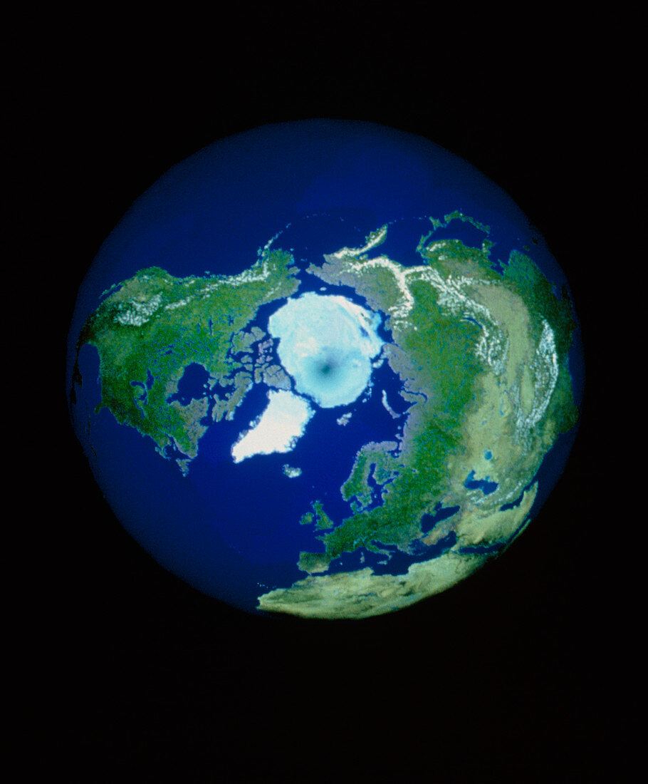 Geosphere computer screen image: north polar view
