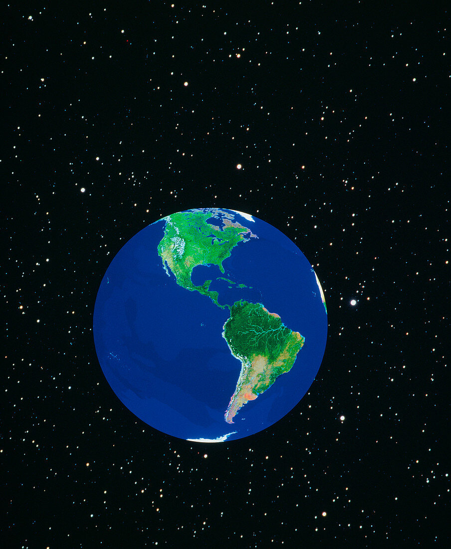 Whole earth & starry background