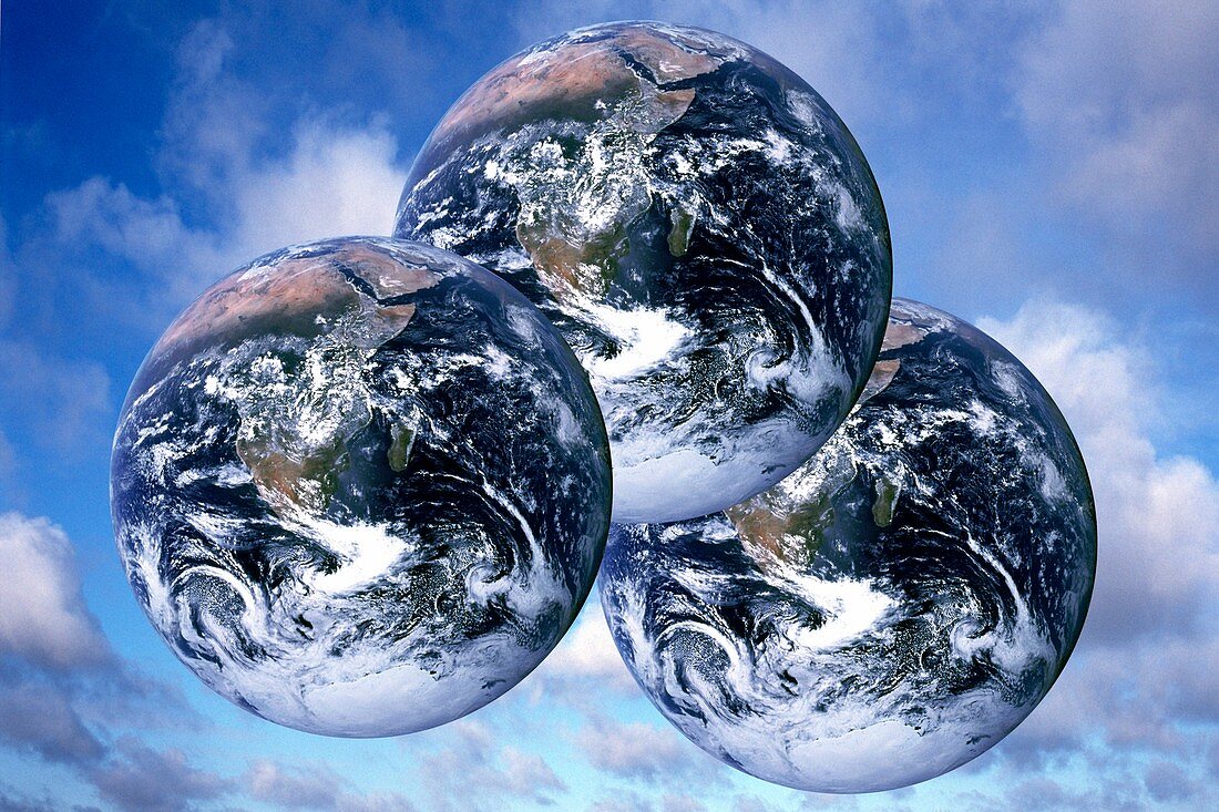 Three planet earths,conceptual image