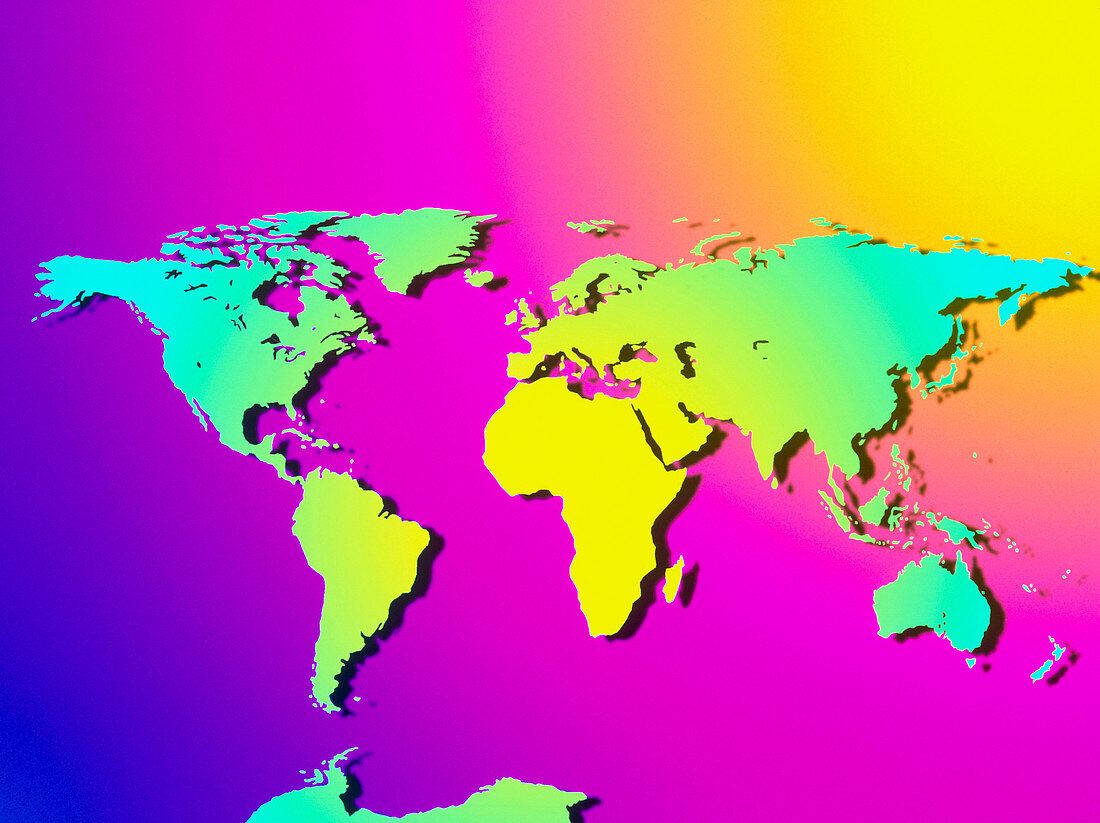 Computer art of the Earth (Mercator projection)