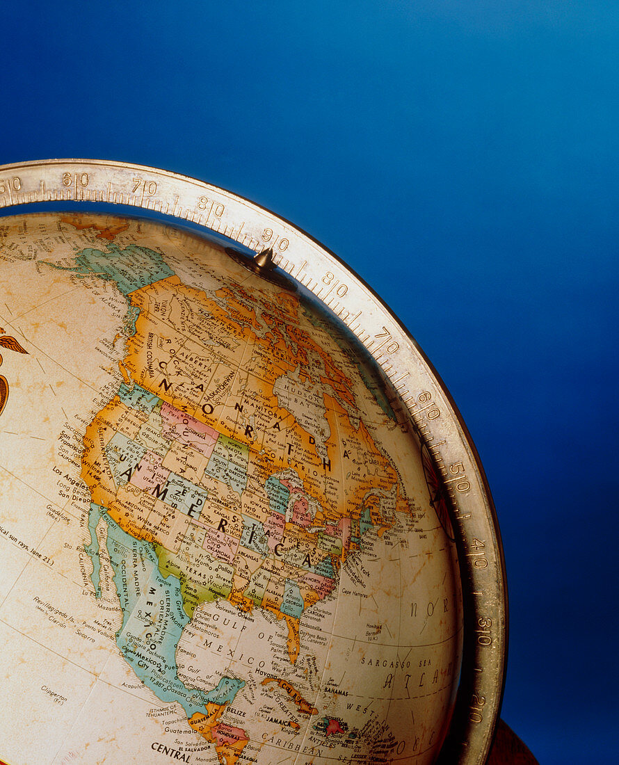 Part of an Earth globe,centred on North America