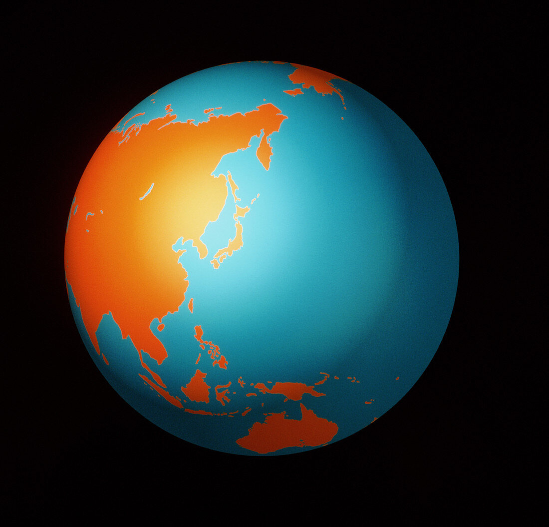 Computer artwork of Earth centred on Asia